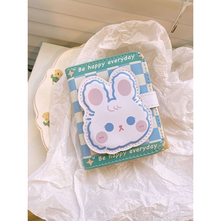 Sera cute bunny multi-card slot ins style short wallet niche design tri-fold cartoon girl student card holder