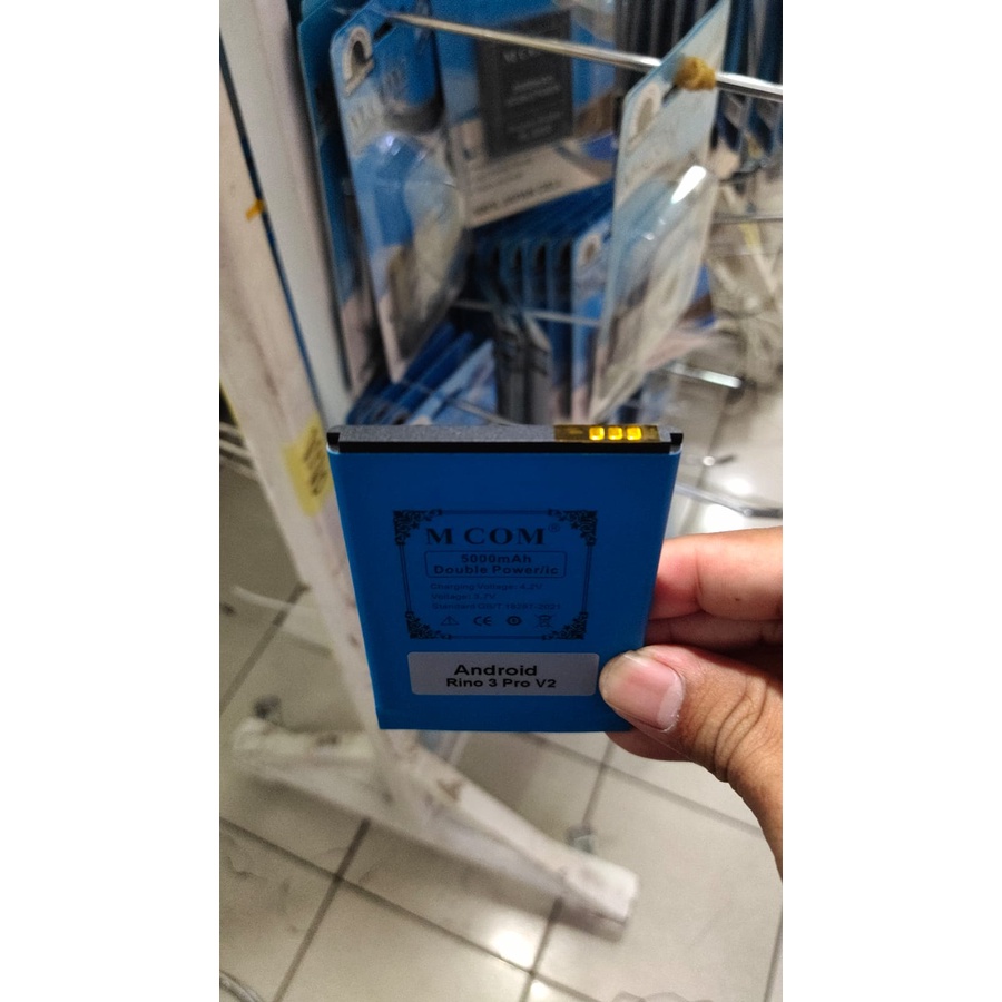 [ 5000mah ] - Baterai MCOM ANDROID RINO 3 PRO [ Konektor PINGGIR ] V2 - Baterei Batrei Batrai Batre 