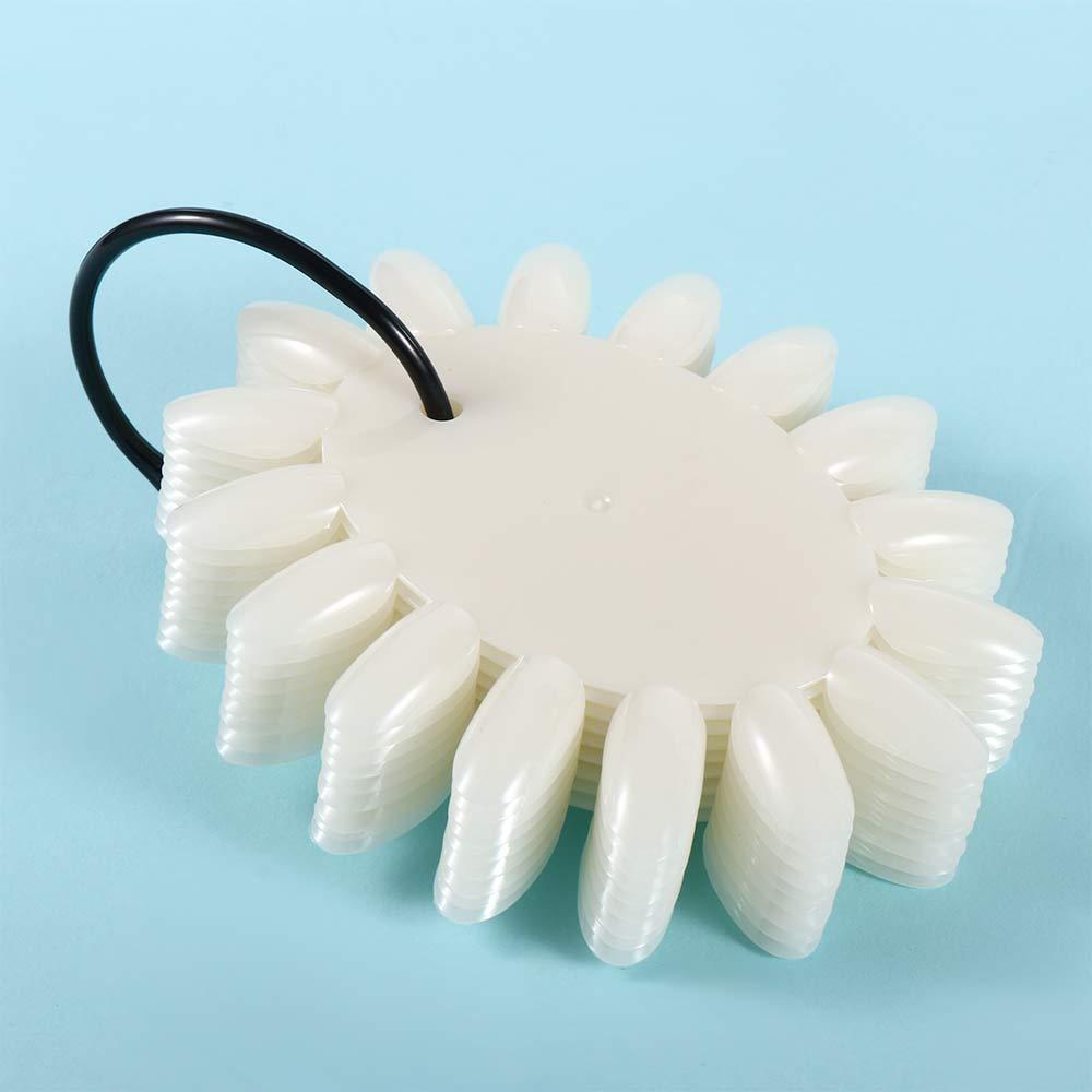 Mxbeauty Fake Nail Art Tips Display Roda Portable Transparan Manicure Alat Latihan Palet Bulat Dengan Cincin Nail Art Polish Color Card