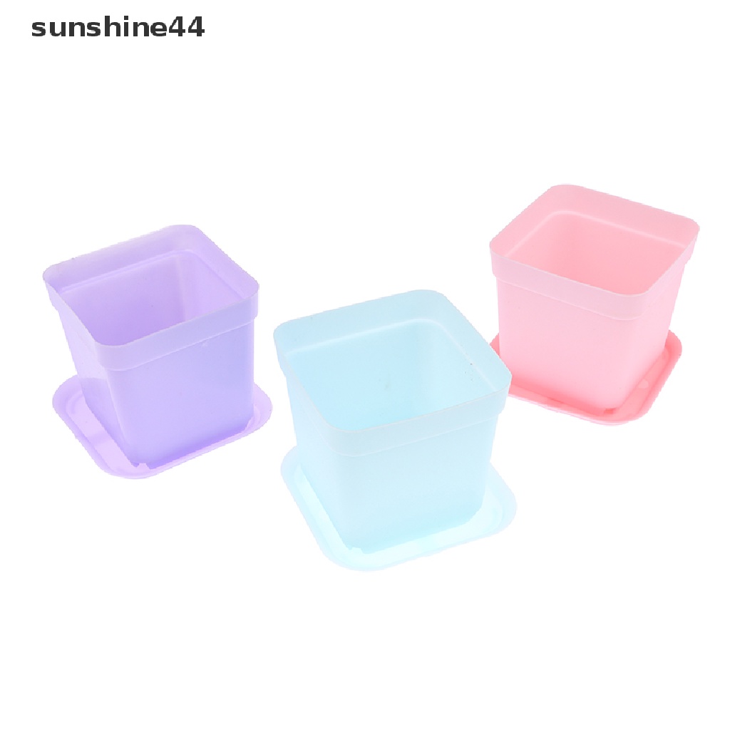 Sunshine 10Set Sukulen Pot Bunga Persegi Kecil Seedling Square Plastik Lucu Pot Bunga ID