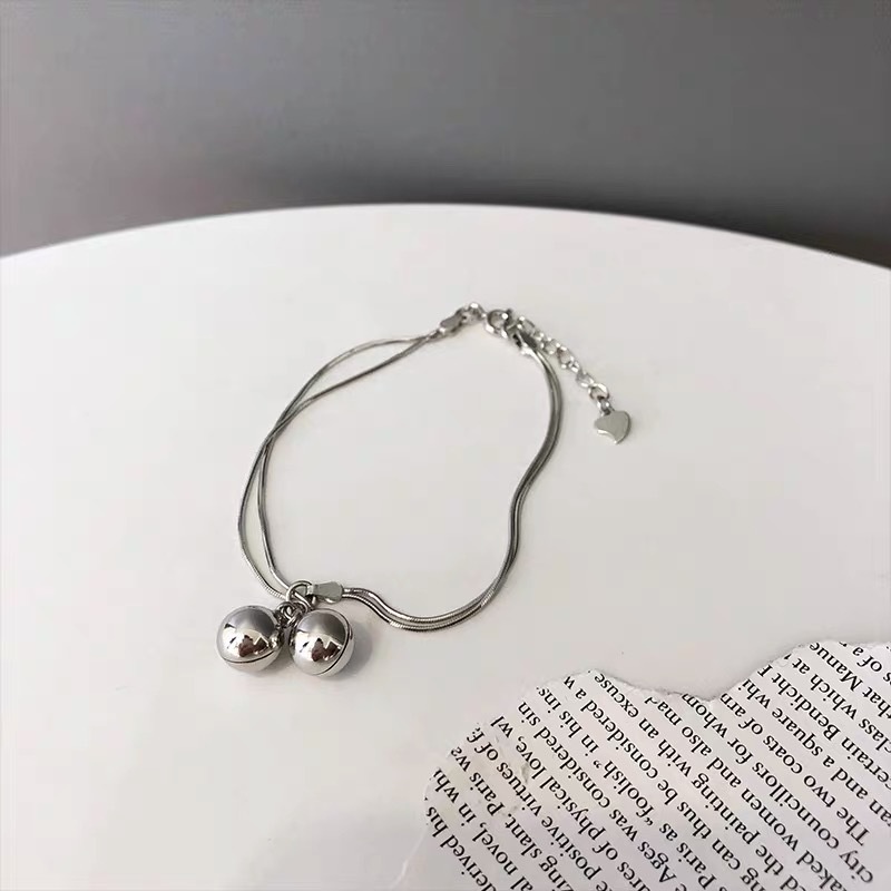 Gelang Lonceng Dua Lapis Siswa ins Perempuan Versi Korea Retro Sederhana Tidak Luntur High-End Pacar Pengaruh