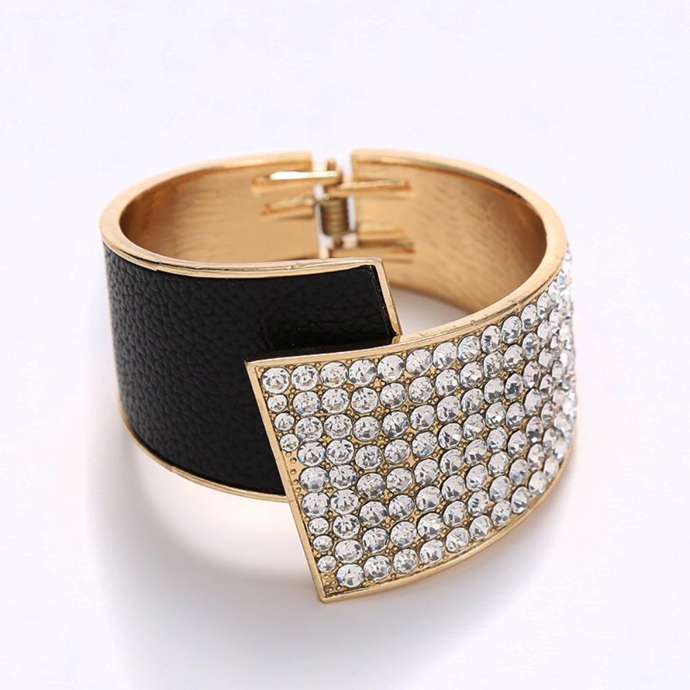 R-FLOWER Rhinestones Manset Gelang Fashion Manset Perempuan Bangle Terbuka