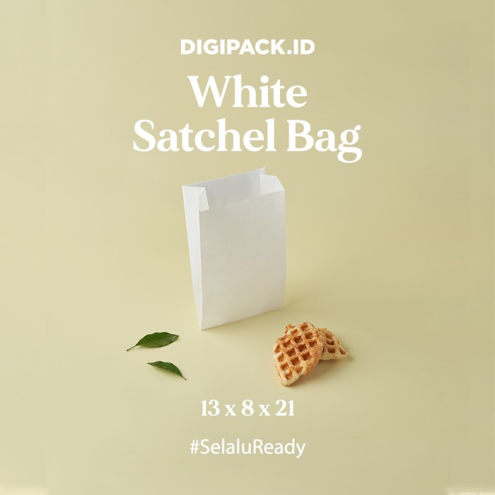 

⭐BISA COD⭐ [Digipack] White Satchel Bag 13 x 8 x 21 | Kantong Kertas Roti Snack