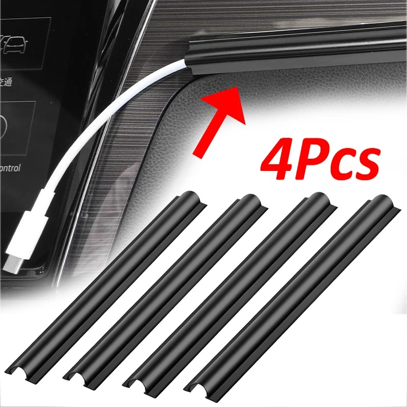 4pcs Universal Hitam PVC Cover Klip Lengan Tabung Mobil Styling Auto Interior Aksesoris Rangkaian Garis Pelindung Dikurung Kawat Hidden Kabel Mobil Clamp Organizers