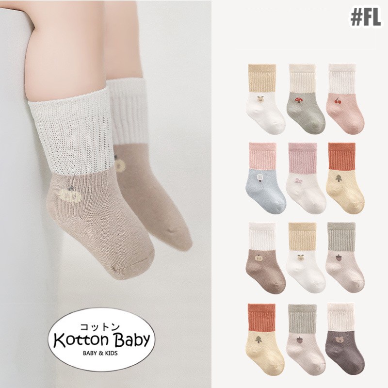 [3 PSG] 0-3 thn | KAOS KAKI BAYI BASIC ANAK IMPOR SOCKS LUCU KARAKTER KARTUN UNISEX Catalog NMBB FL