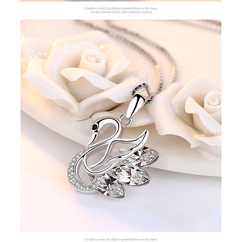 Goldkingdom Fashion Perhiasan Aksesoris Ready Stock Mode Baru Sederhana Swan Liontin Kalung Wanita Serbaguna Kerah Rantai Pendek Mahasiswa Jepang Dan Korea Murah Hati