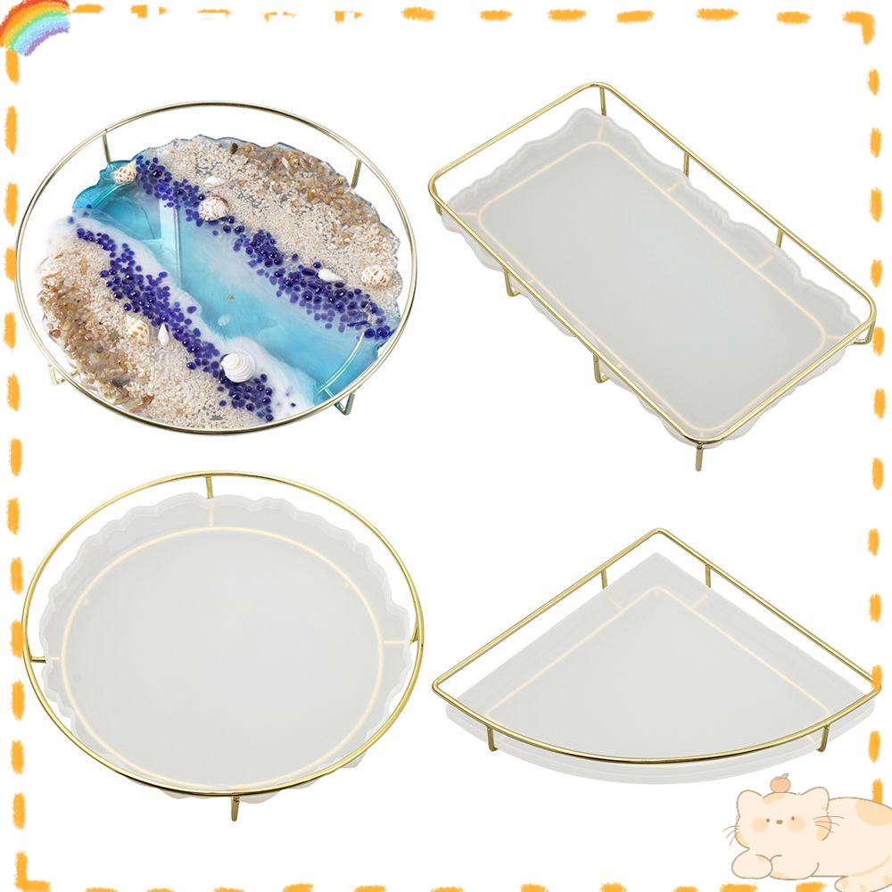 Solighter Tray Cetakan Sektor Tidak Teratur DIY Resin Silikon Handmade Tea Tray