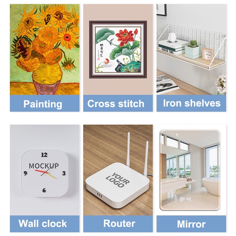 [Harga Grosir] [Unggulan] Hiasan Dinding Bingkai Foto Mulus Kait Pukulan Free Self Adhesive Wall Hanger Transparan Non-Trace Bingkai Foto Gantungan Lubang Jam Kantor Rak Dinding