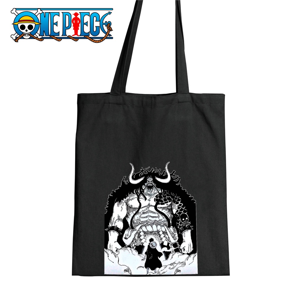 Tote bag Anime One Piece Kaido vs Luffy Hitam Tote bag premium Totebag seleting totebag Termurah Bahan Blacu