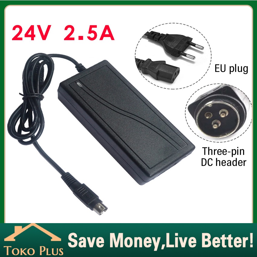 Adapter Charger 24v 2.5a 3pin 60w AC Untuk Printer Thermal Epson Ps180 Ncr Realpos 7197 Pos Gprinter
