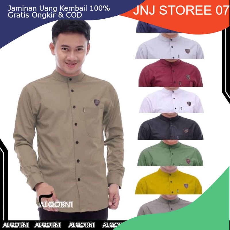 4.4 RAMADHAN SALE Baju Koko Pria Lengan Panjang Polos Original Al qorni Alena assulthon Size S M L X