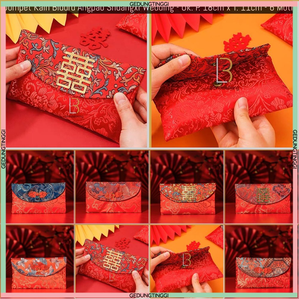 Amplop Dompet Angpao Angpau Ampao Ampau Hongbao Kain Bludru Flanel Kertas Sangjit Shuang Xi Suangxi Kado Hadiah Nikah Happy Wedding Pernikahan Kawin Kawinan Chinese Married Merah Emas Netral Premium Aesthetic Aestetic Elegan Panjang Jumbo Unik Murah 2023