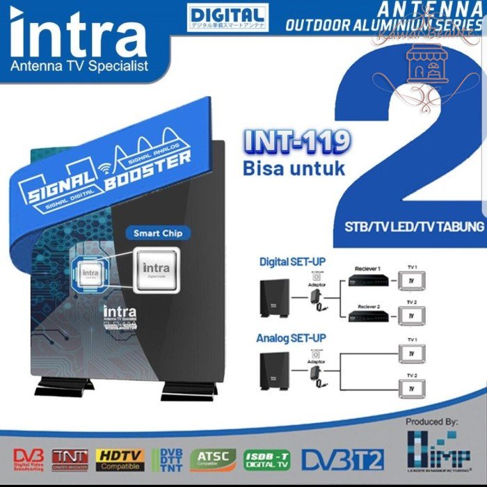 Antena Intra INT-119 TV DIGITAL &amp; ANALOG INDOOR OUTDOOR FREE KABEL 10M