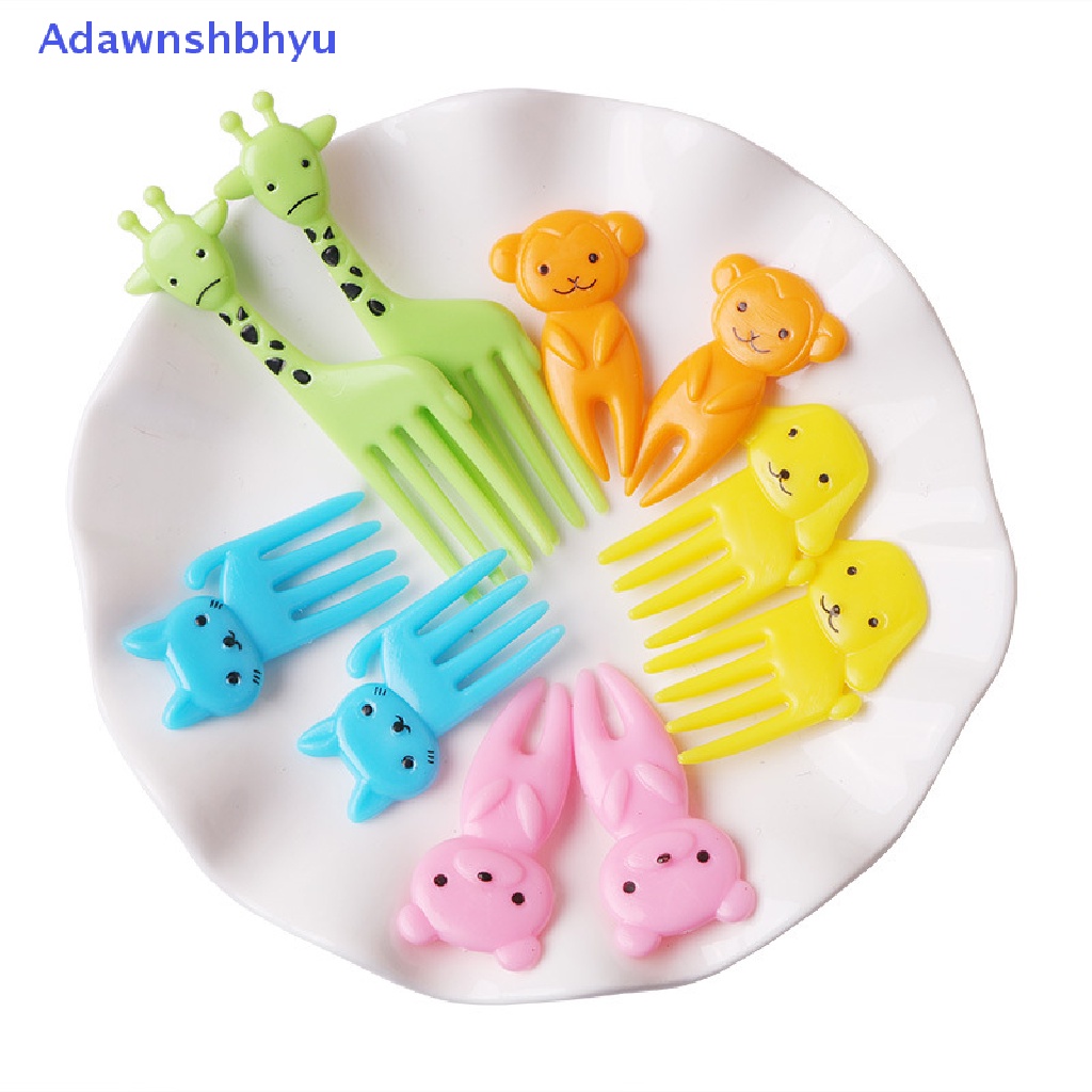 Adhyu Set 10pcs Cute Animals Food Picks Mini Kartun Tusuk Gigi Garpu Buah Picks ID