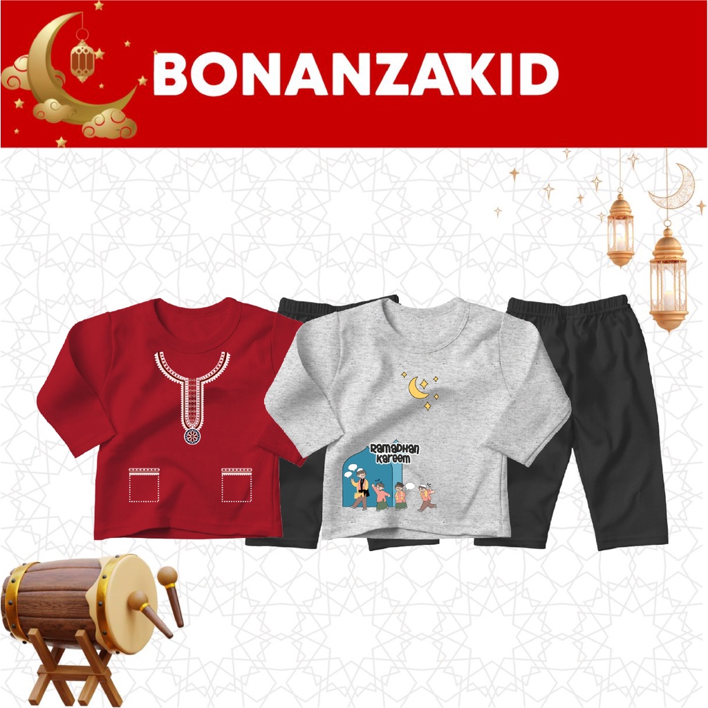 Baju Setelan Lengan Panjang Anak Usia 2 Sampai 8 Tahun Ram Kareem Series Bahan Katun Combed 30s