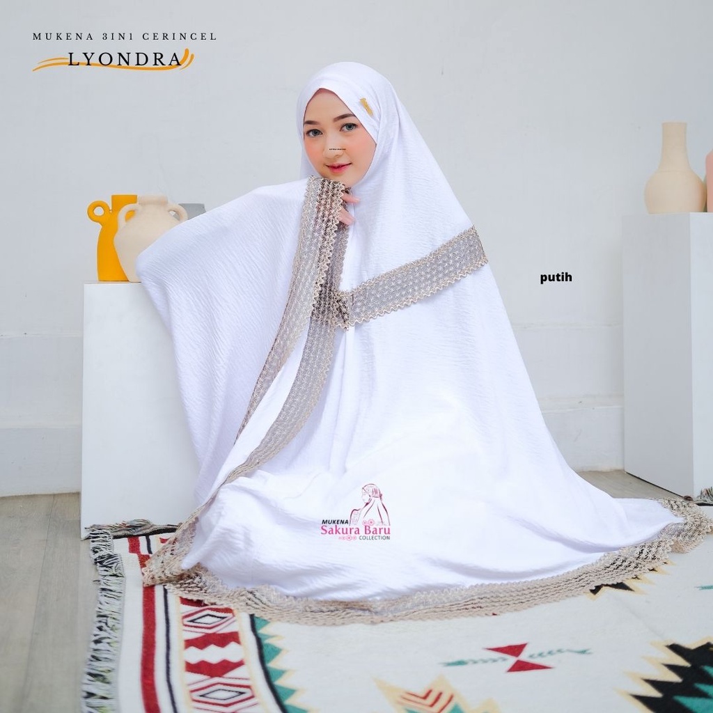 [New Arrival] Tren Mukena Lyondra Mukena 3 In 1 Crincle Renda Jumbo Original Free Bross Warna Hitam 