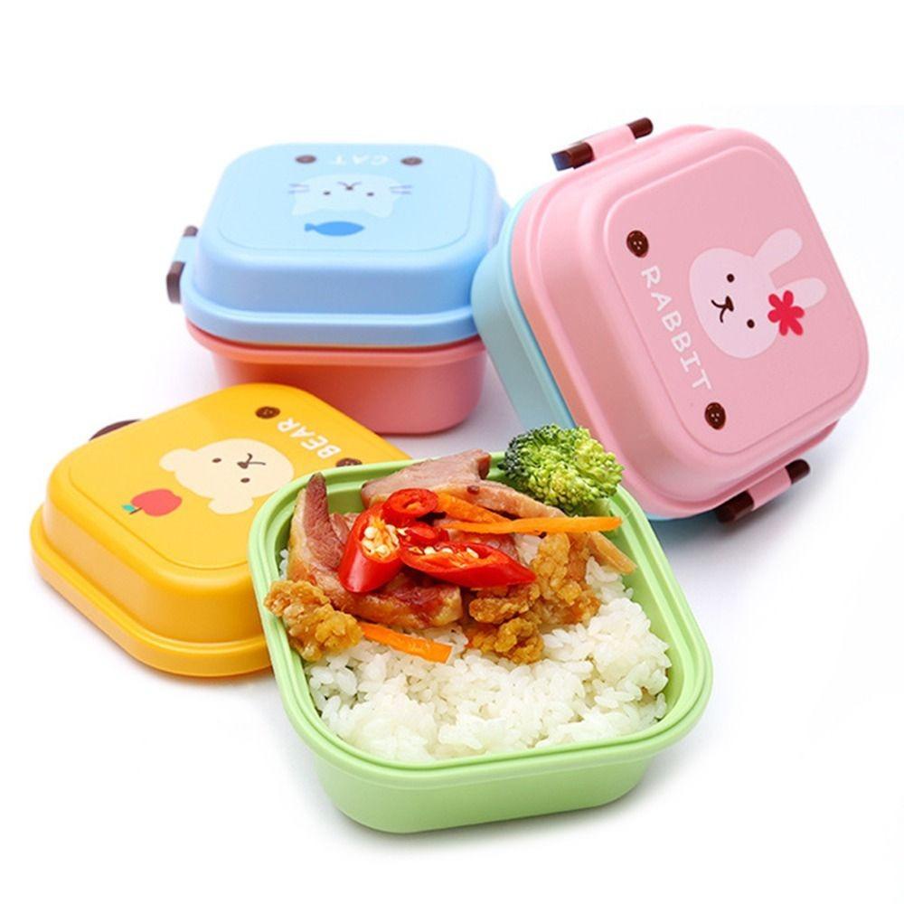 [Elegan] Kotak Penyimpanan Makanan Persegi Microwaveable Buah Animal Plastik Anak Fresh Keeping Box
