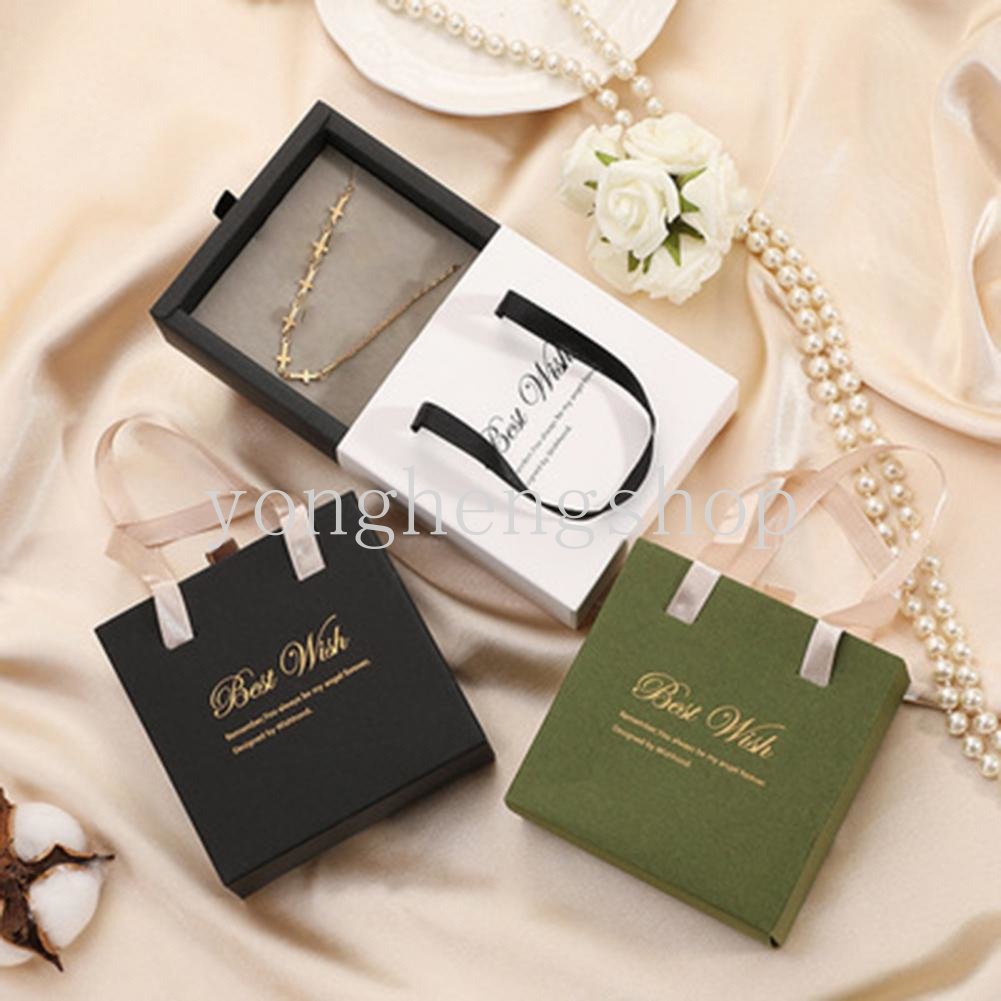 Kreatif Tipe Laci Tempat Display Perhiasan Cincin Portabel Anting Stud Kalung Kotak Fashion DIY Hari Valentine Ulang Tahun Hadiah Packaging Box Dengan Pegangan Spons