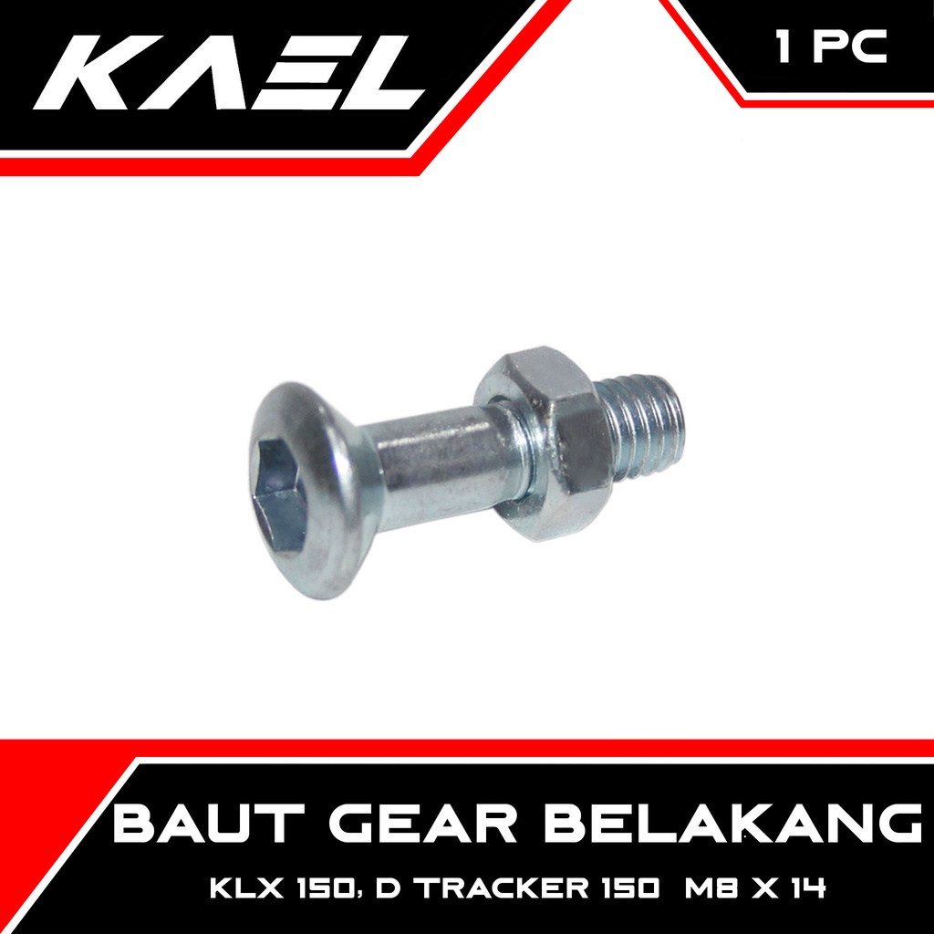 Baut Gear Belakang Kawasaki KLX 150 &amp; D Tracker 150 M8 x 14 Baud Gir Geer Gigi