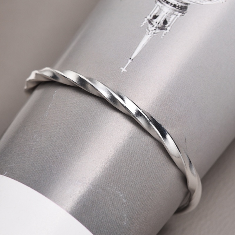 Pacaran Suasana Gelang Hias Minimalis Tidak Teratur Perhiasan Aksesoris Gelombang Mengkilap Ladies' Bangle Adjustable Silver Alloy Bracelet