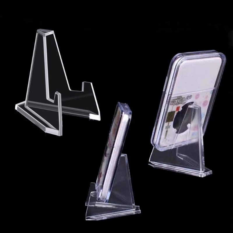 [Unggulan] Tempat Piring Portable Rak Penyimpanan Plastik Mengenang Koin Display Tripod Bening Segitiga Display Stand Foto Bingkai Foto Triangle Stand