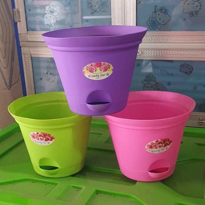 pot bunga luckystar 5572 / pot hias 5572 / pot bunga dengan tempar air