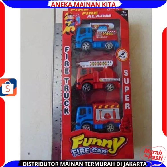 Fire Truck Mobil Pemadam Kebakaran Set Mainan Anak Model Pull Back isi 3pcs