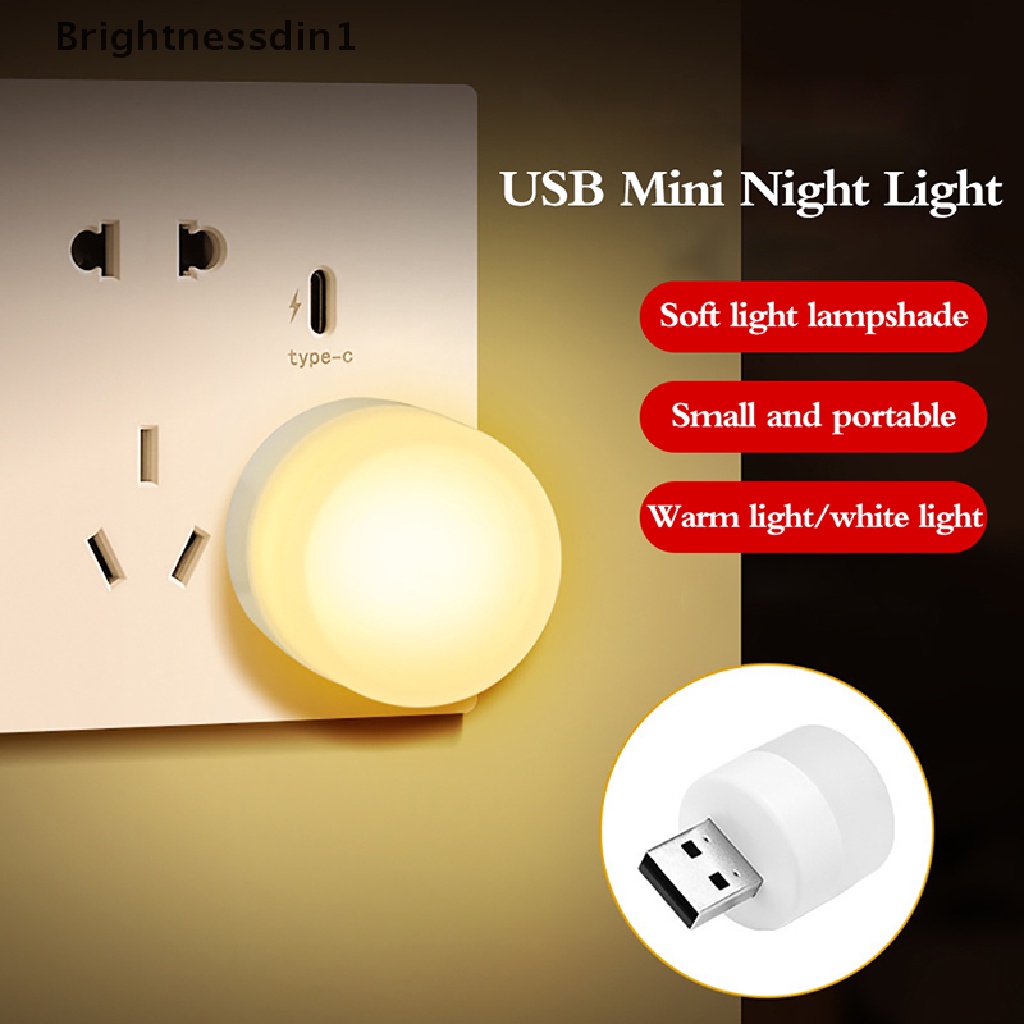 [Brightnessdin1] Lampu Colokan USB Komputer Mobile Power Charging USB Lampu Buku Kecil Lampu Tidur LED Butik