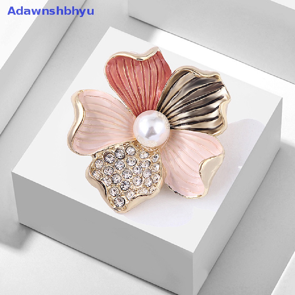 Adhyu Fashion Kristal Berlian Imitasi Mutiara Bunga Bros Pin Wanita Gadis Anti-exposure Brooch ID