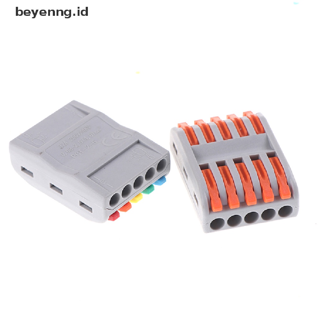 Beyen 5PCS Konektor Kawat PCT-222 Terminal Block Conductor SPL-2/3In Terminal Push-In ID