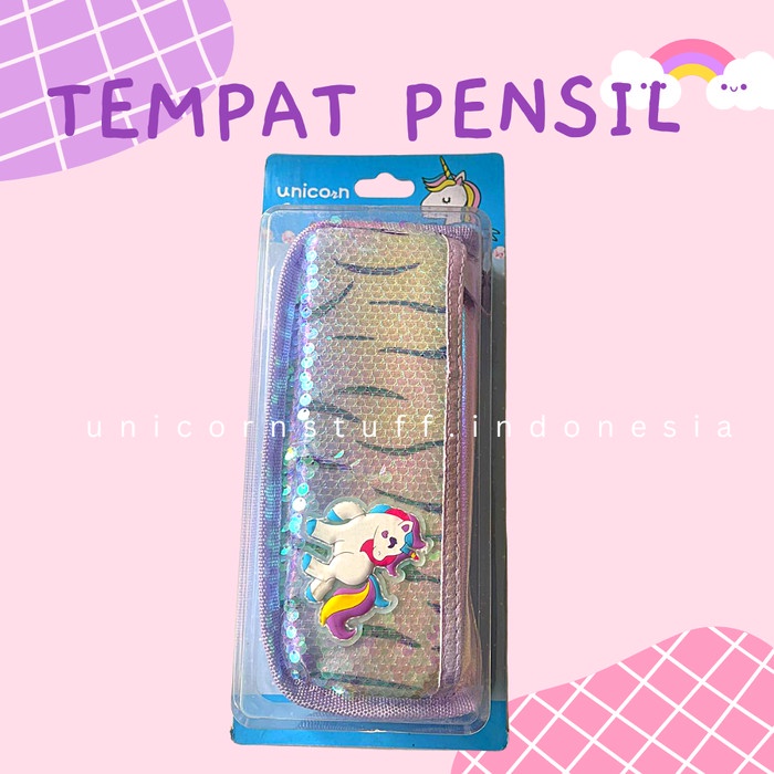 Tempat Pensil Unicorn Sequin Anak Cewek Blink Alat Tulis Perempuan