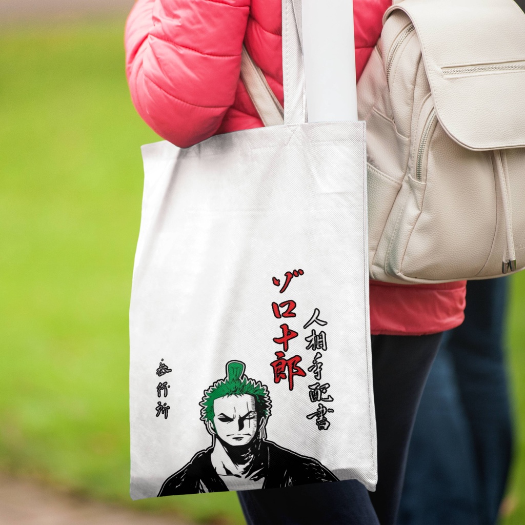 Totebag Anime One Piece roronoa zoro Tote bag premium Totebag zipper totebag velcro Termurah tote bag resleting