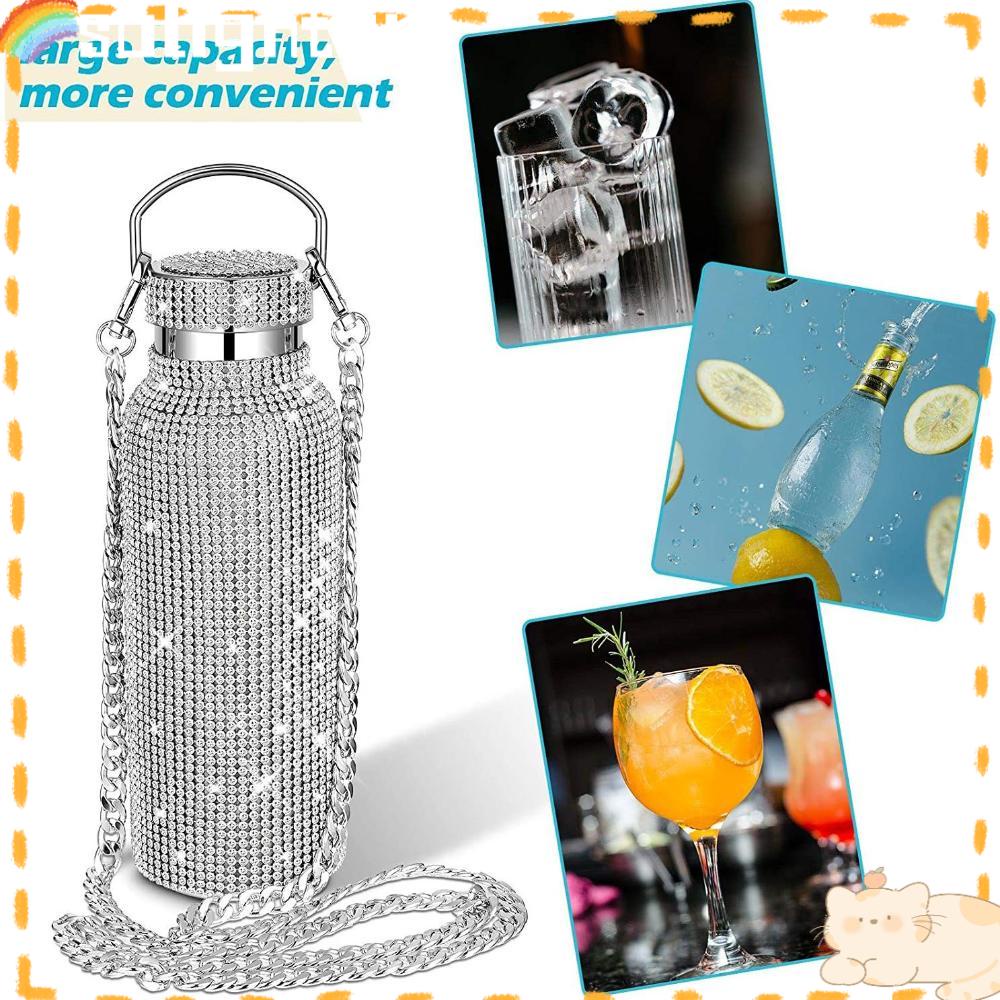 Solighter Diamond Botol Air Fashion Rantai Terisolasi Bling Berlian Imitasi Water Bottle