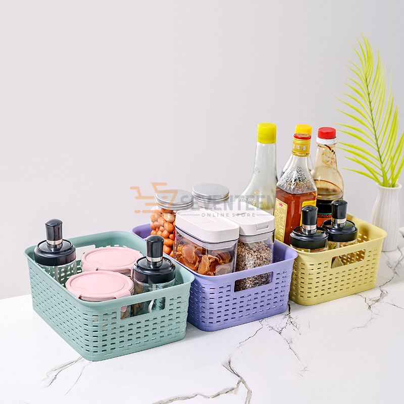 SEVENTEEN H01 KONTAINER PLASTIK SERBAGUNA BASKET KERANJANG PENYIMPANAN STATIONARY BOX AKSESORIES KERANJANG WARNA TRAY RUMAH TANGGA