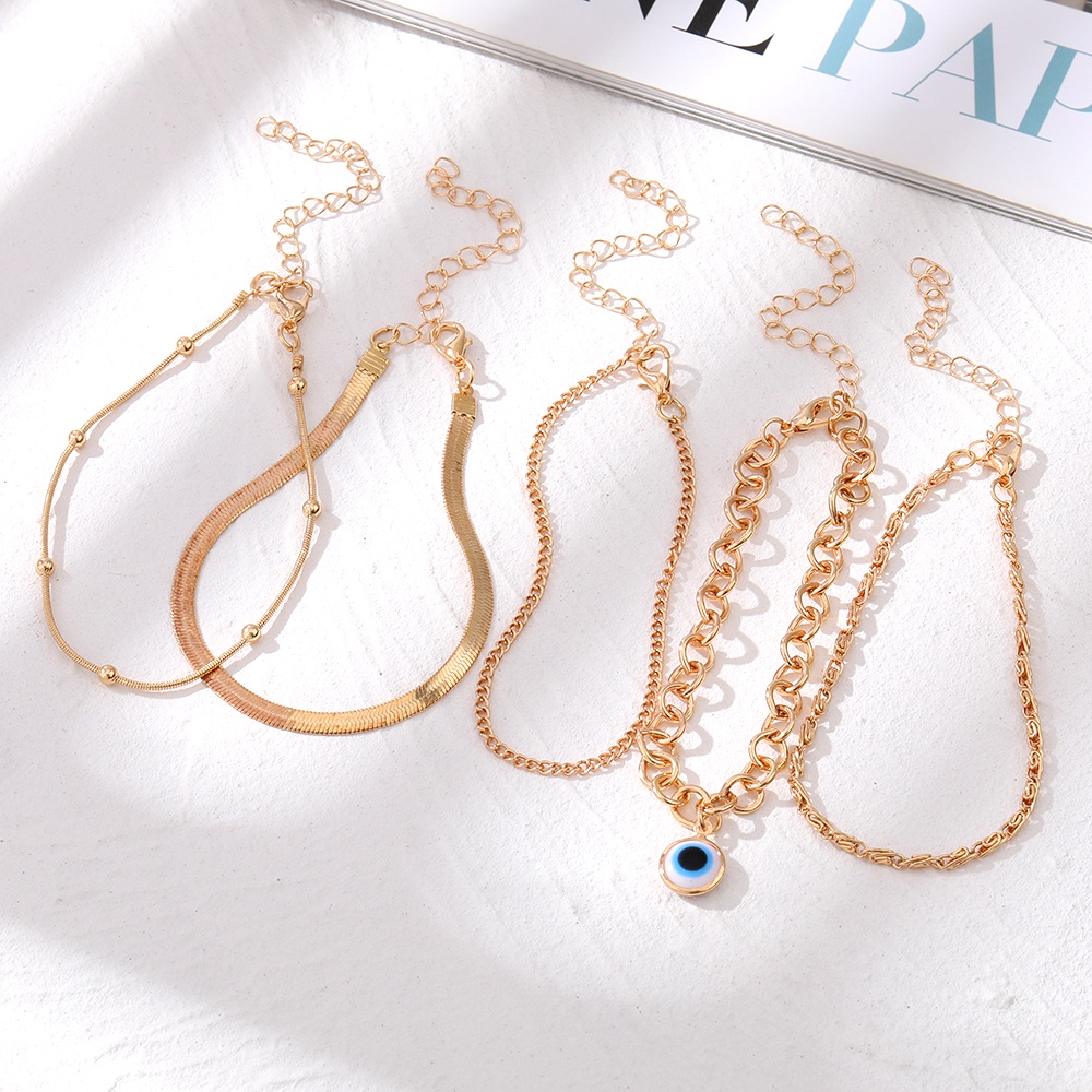 3per4/5-piece Set Gelang Kaki Kupu-Kupu Multi-layer Fashion Eropa Dan Amerika Bohemian Cross Bintang Berujung Lima Perhiasan Wanita Hadiah Set