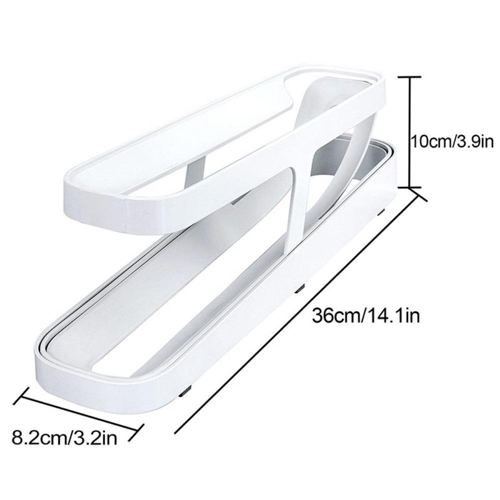 [Elegan] Rak Telur Kreatif 2tingkat Otomatis Scrolling Alat Dapur Dispenser Telur Praktis Plastik