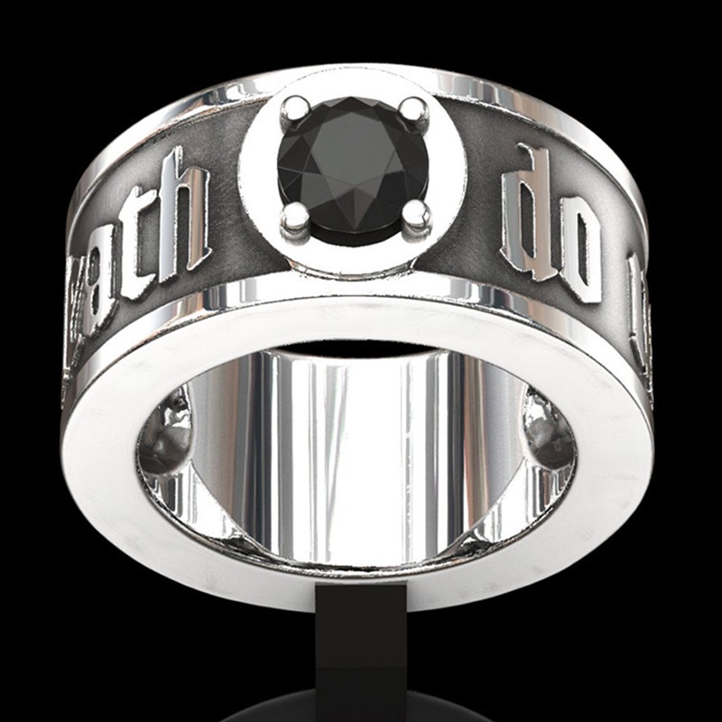 'Till Death Do Us Part' Hip Hop Pria Cincin Tengkorak Punk Gothic Pertunangan Perhiasan Rings