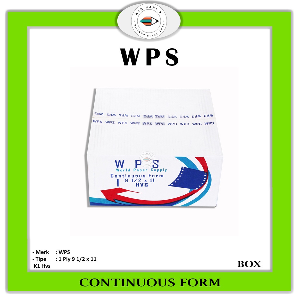 

WPS - Continous Form 91/2 x 11 ( 1Ply ) K1 Hvs -BOX