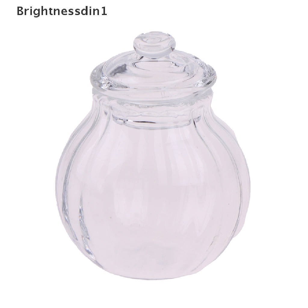 [Brightnessdin1] 1: 12rumah Boneka Miniatur Botol Kaca Bulat Candy Jar Mini Candy Bottle Model Butik