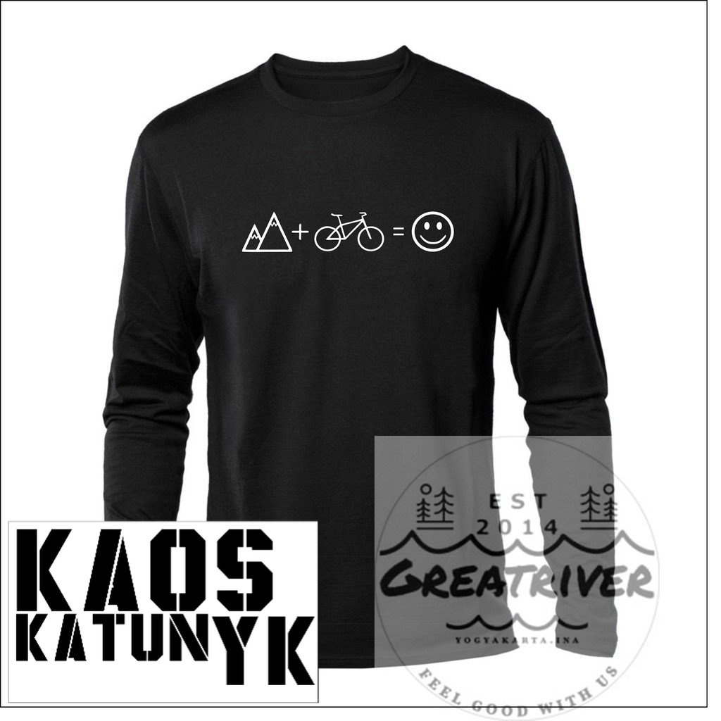 kaos distro sepeda gunung smile logo (lengan panjang) cotton