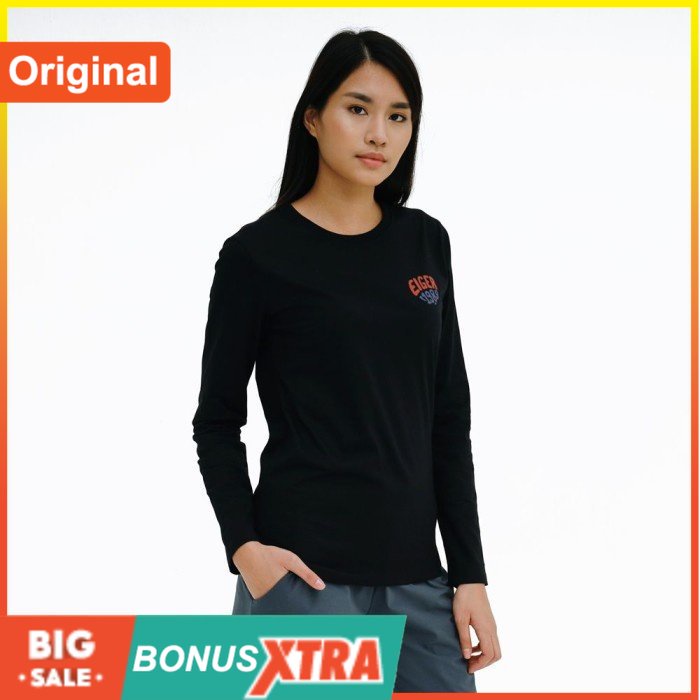 Kaos Cewek Eiger GENCIVE LS Black Green 91000 6755 Original Keren Kece - Hitam, S