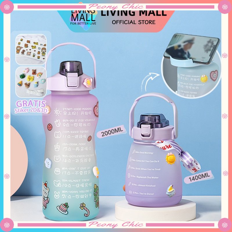 POTONGAN HARGA FASHION PREMIUM MURAH / Bottle Big Belly / Botol Minum Stiker Lucu 2D 3D 1,4 L 2 Lite