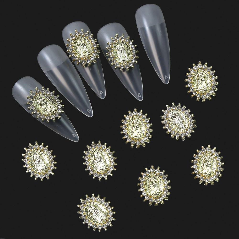 NEEDWAY Needway Manicure Bless Dekorasi 3D Guanyin Perhiasan Berlian Imitasi Zirkon Nail Art Charms