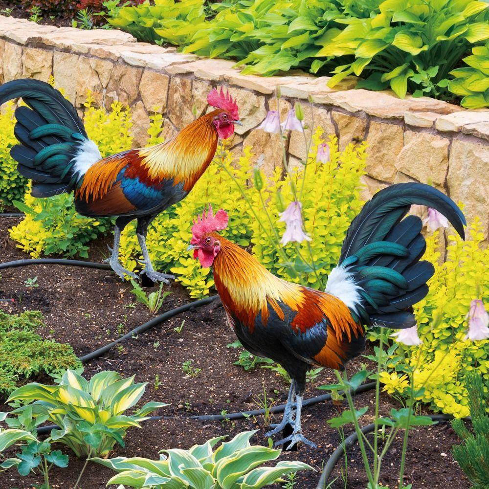 R-FLOWER Patung Ayam Jago Outdoor Yard Art Decor Ornamen Taman Akrilik