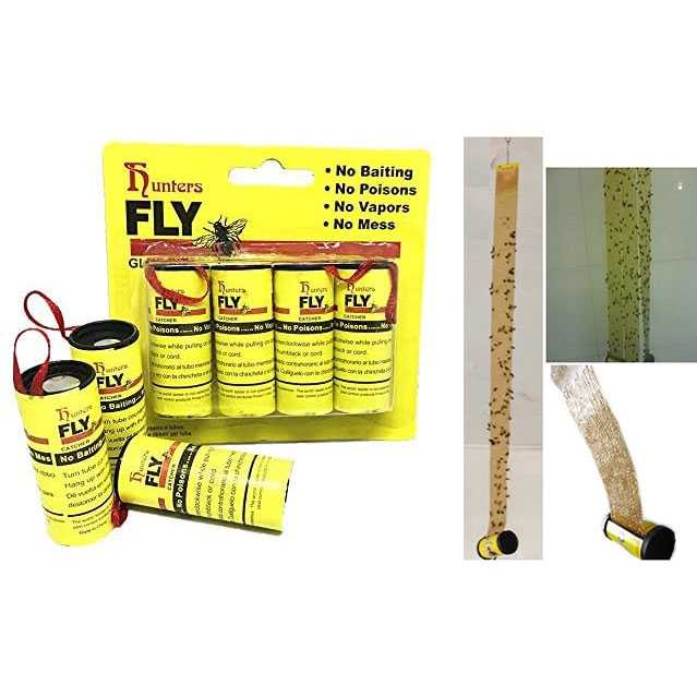 (BISA COD) FTIHSHP Hunters FLY Lem Perangkap Nuk Lalat Paper Strip Strong Glue 4 PCS - HG1482