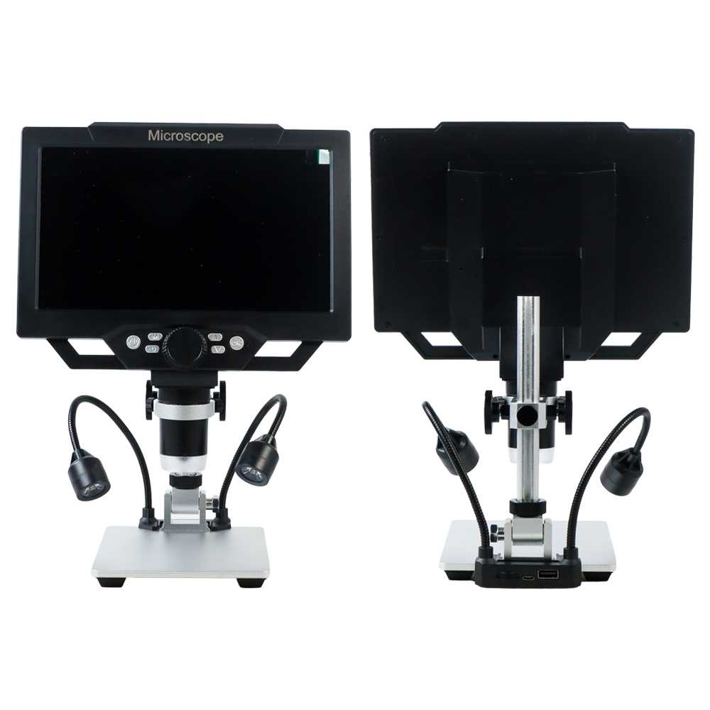 (BISA COD) FTIHSHP Meterk Mikroskop Digital 12MP 1600X dengan Monitor &amp; Metal Stand - G1600