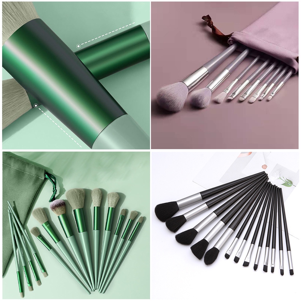 13pcs/set Set Kuas Makeup Profesional Eyeshadow Brush Bulu Lembut Mini Foundation Bedak Concealer Make Up Brush