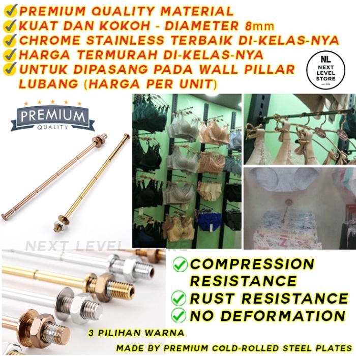 Hanging Rod Hook Lubang Cantolan Baju Bra Underwear Wall Hole Pillar