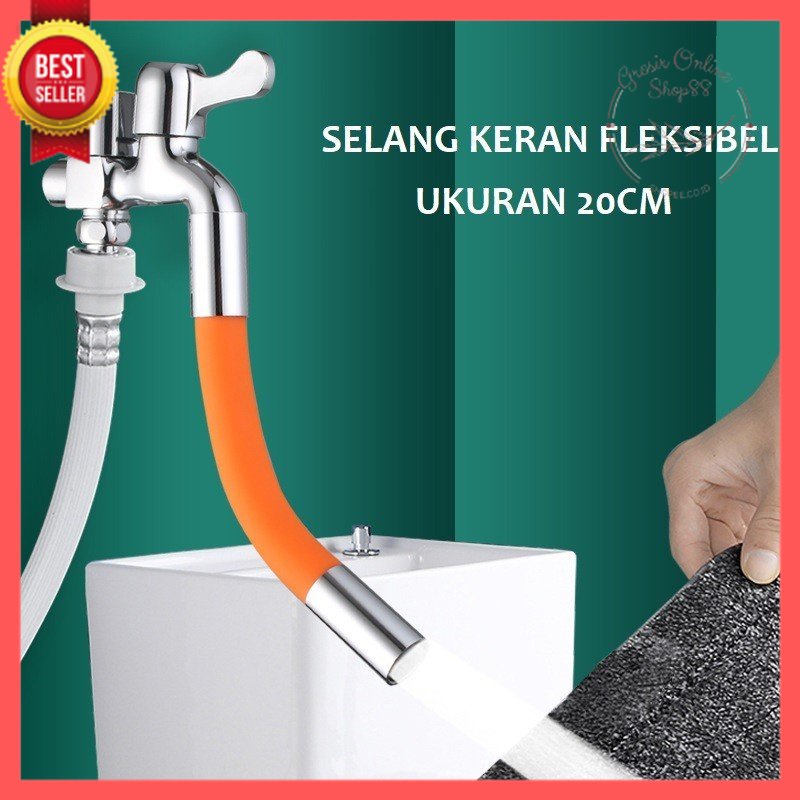 GOS -F402- Selang Kran Air Flexible 360° - Selang Sambungan Kran Air Cuci Piring Fleksible 20cm