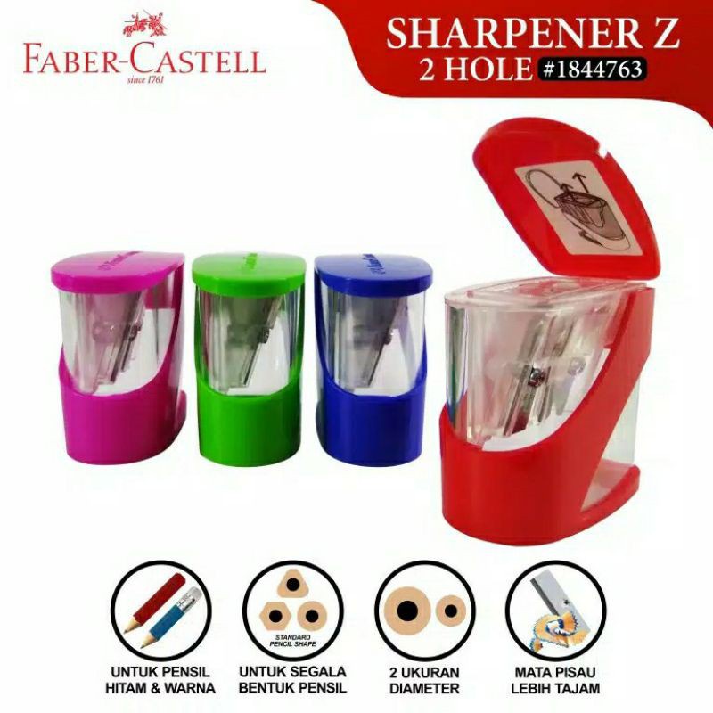 

RAUTAN 2 LUBANG 1844763 FABER CASTELL Z SHARPENER 2 HOLE SERUTAN PENSIL BESAR KECIL